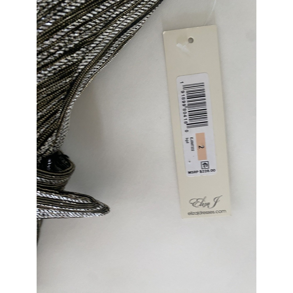 Eliza‎ J Gold Silver Metallic Gown Dress 2 Belted Sleeveless Event Gala Formal - Picture 4 of 13
